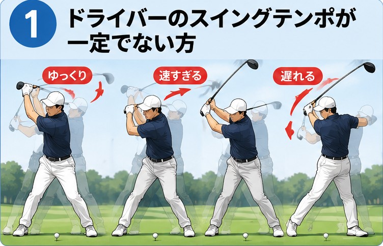 ドライバーのスイングテンポが一定でない方